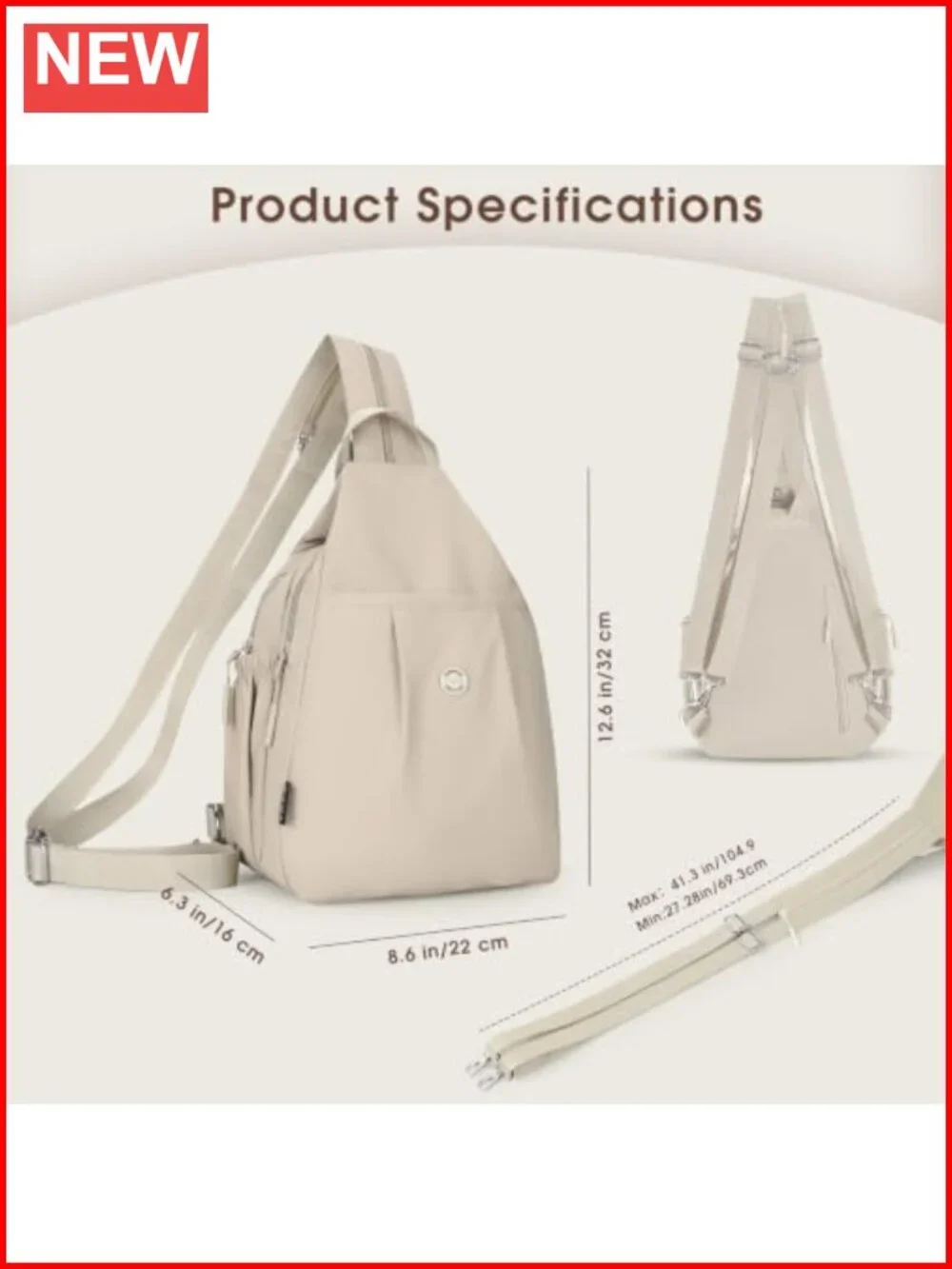 Convertible Crossbody Backpack for Women Anti-Theft Travel Sling Bag Waterproof
